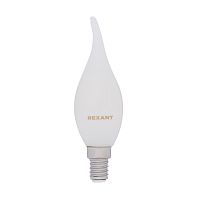Лампа светодиодная REXANT филаментная Свеча на ветру CN37 9.5 Вт 915 Лм 2700K E14 матовая колба (10/100)