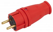 Вилка ЭРА VX10-R-IP44 каучуковая c заземлением 16А IP44 прямая красная (1/100)
