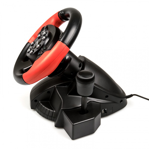 Игровой руль GW-125VR Dialog E-Racer - эф.вибрации, 2 педали, рычаг ПП, PC USB, черный/красный (1/3) фото 4