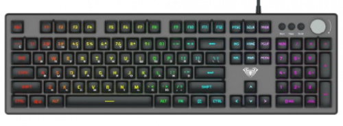 Клавиатура игровая AULA F2028 мембранная, алюминий/пластик, RGB подсветка кн., кабель 1,6м, USB, 106 кн, черный (1/20) (80001194)
