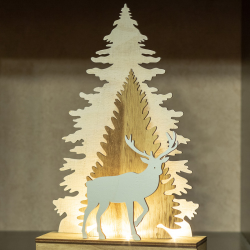 Фигурка деревянная NEON-NIGHT с подсветкой "Елочка с оленем" 18*7*29 см (1/24) (504-001) фото 3