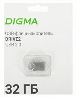 Флеш Диск Digma 32Gb DRIVE2 DGFUM032A20SR USB2.0 серебристый