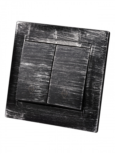 Выключатель на 2 направления 2 кл. 10А старинное серебро с/у, "Лама" (1/10) TDM (SQ1815-0649) фото 3