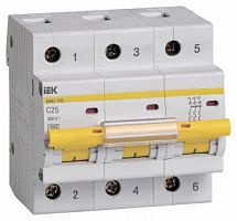 Выключатель автоматический IEK MVA40-3-025-C 25A тип C 10kA 3П 400В 3мод белый (упак.:1шт)