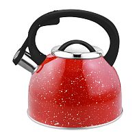 Чайник из нерж стали со свистком "Arte" (красный с белыми точками) 2,5 л (1/12) (005174)