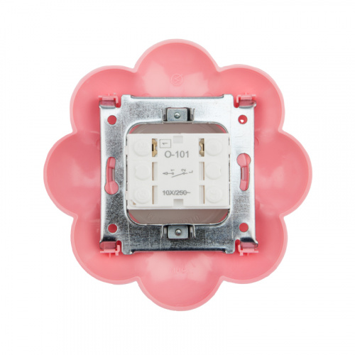 Выключатель одноклавишный KRANZ HAPPY Цветок с/у, белый/розовый (1/168) фото 3