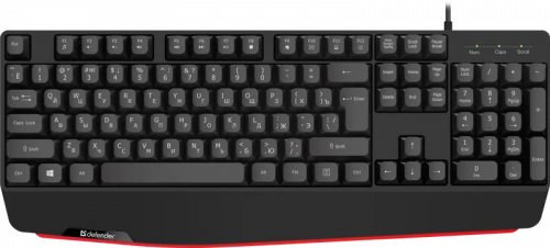 Клавиатура проводная DEFENDER Atom HB-546 RU,черный,104+FN,1.8м, черный (1/20) (45546)
