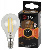 Лампа светодиодная ЭРА F-LED P45-11W-827-E14 Е14 / Е14 11Вт филамент шар теплый белый свет (1/100) (Б0047012)
