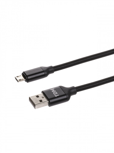 Дата-кабель TDM ДК 7, USB - micro USB, 1 м, тканевая оплетка, черный, (1/200) (SQ1810-0307) фото 3