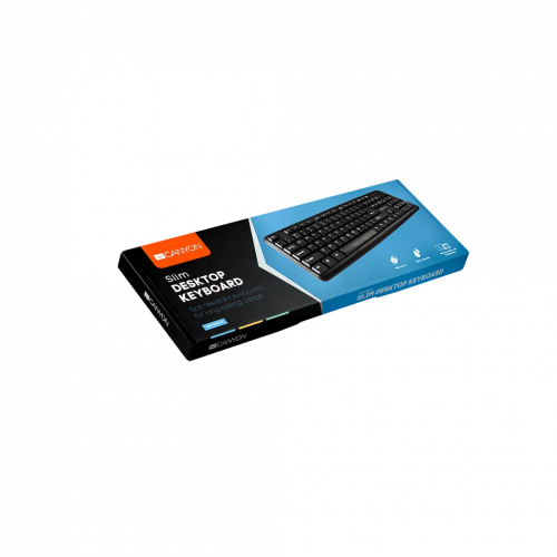 Клавиатура проводная CANYON CNE-CKEY01-RU, 104 keys, USB2.0, кабель 1.8м, черная (1/20) фото 2