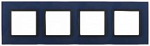 Рамка ЭРА, серии ЭРА Elegance, скрытой установки, на 4 поста, стекло, синий+антр