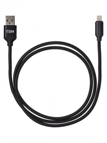 Дата-кабель TDM ДК 9, USB - Lightning, 1 м, тканевая оплетка, черный, (1/200) (SQ1810-0309) фото 4