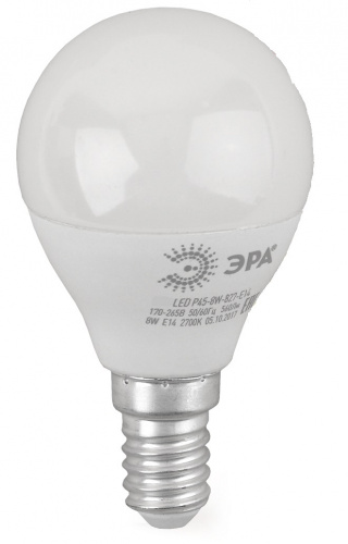 Лампа светодиодная ЭРА RED LINE LED P45-8W-827-E14 R Е14 / E14 8 Вт шар теплый белый свет (10/100/3600) (Б0050697)