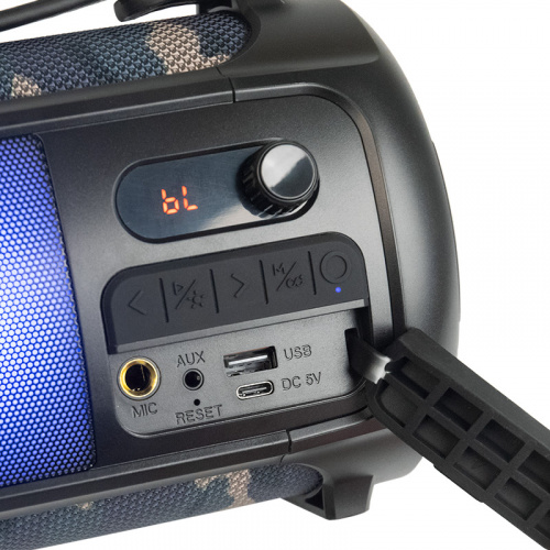 Портативная акустика Nakatomi FS-30 MILITARY, 1.0, 18W RMS,  Bluetooth, FM+USB reader, LED, хаки (1/6) фото 3