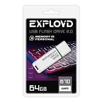 Флеш-накопитель USB  64GB  Exployd  670  белый (EX-64GB-670-White)