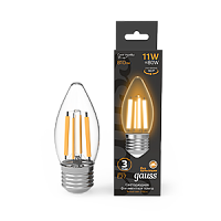 Лампа светодиодная GAUSS Filament Свеча 11W 810lm 2700К Е27 1/10/50 (103802111)
