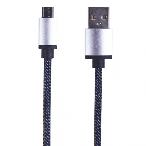 USB кабель microUSB, шнур в джинсовой оплетке REXANT (10/100) (18-4242) фото 2