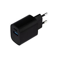 Сетевое зарядное устройство REXANT USB + Type-C, 5V, 2.4 A, черное (1/100) (16-0297)
