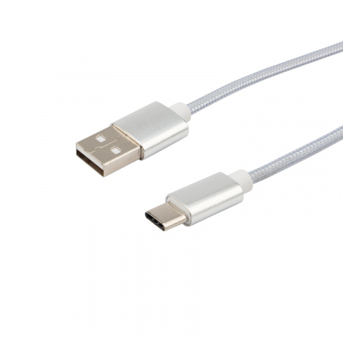 Кабель USB-Type-C/2,4A/nylon/silver/1m/REXANT (10/100) (18-1884) фото 4