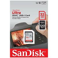 Карта памяти SDHC  32GB  SanDisk Class 10 Ultra UHS-I (120 Mb/s) (SDSDUN4-032G-GN6IN)