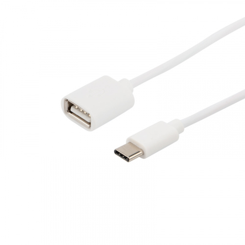 Кабель OTG Type C на USB/2,4A/PVC/white/1m/REXANT (10/100) (18-1180) фото 5