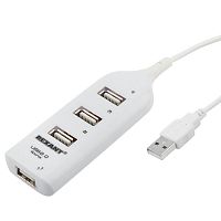 Разветвитель USB 2.0 на 4 порта белый REXANT (1/200) (18-4105-1)