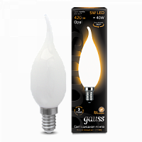 Лампа светодиодная GAUSS Filament Свеча на ветру 5W 420lm 2700К Е14 milky 1/10/50 (104201105)