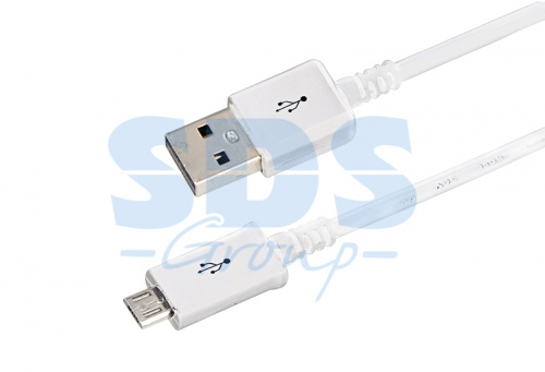 USB кабель microUSB длинный штекер 1 м белый (20/1000) (18-4269-20)