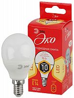 Лампа светодиодная ЭРА RED LINE ECO LED P45-10W-827-E14 E14 / Е14 10Вт шар теплый белый свет (1/100) (Б0032968)