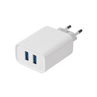 Сетевое зарядное устройство для iPhone/iPad REXANT 2 x USB, 5V, 2.4 A, белое (1/200) (16-0276)