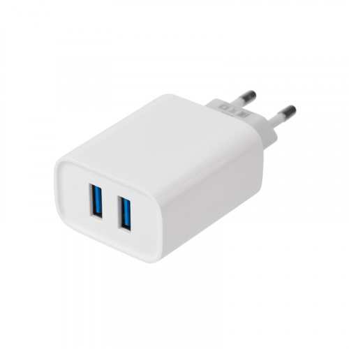 Сетевое зарядное устройство для iPhone/iPad REXANT 2 x USB, 5V, 2.4 A, белое (1/200) (16-0276)