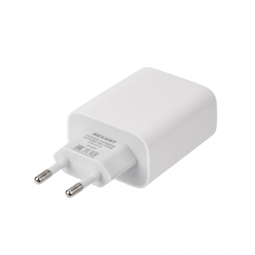 Сетевое зарядное устройство для iPhone/iPad REXANT 2 x USB, 5V, 2.4 A, белое (1/200) (16-0276) фото 3