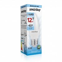 Лампа светодиодная SMARTBUY C37 12Вт 4000K E27 (нейтральный свет) (1/10/100) (SBL-C37-12-40K-E27)