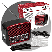Радиоприёмник RITMIX RPR-050,(ФМ/КВ/СВ),AUX вх,MP3,воспр.microSD,SD,USB флэш, красный (1/20) (15118560)