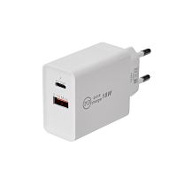 Сетевое зарядное устройство для iPhone/iPad REXANT Type-C + USB 3.0 с Quick charge, белое (1/200) (16-0278)