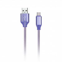 Дата-кабель Smartbuy Type C кабель в нейлон. оплетке Socks, 1 м., <2А, фиолет (iK-3112NS violet)/100