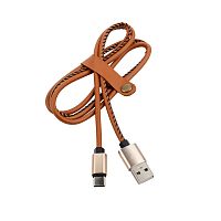 Кабель USB-Type-C/2,1A/leather/brown/1m/REXANT (1/100) (18-1897)