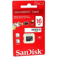 Карта памяти MicroSD  16GB  SanDisk Class  4 без адаптера (SDSDQM-016G-B35)