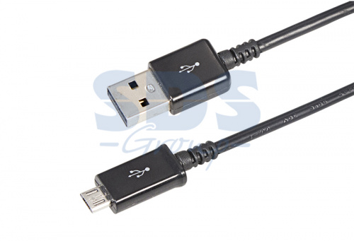 USB кабель microUSB длинный штекер 1 м черный (20/1000) (18-4268-20)