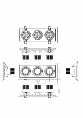 Светильник светодиодный ЭРА встраиваемый карданный SKD-13-36-40K-W09 3х9Вт 4000K 2430Лм 320х130х100 (1/20) (Б0049759)