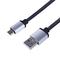 USB кабель microUSB, шнур в джинсовой оплетке REXANT (10/100) (18-4242)