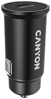 Автомобильный адаптер Canyon PD 20W, поддержка быстрой зарядки iPhone12/13, чёрный (1/90) (CNS-CCA20B)