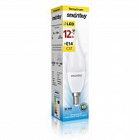 Лампа светодиодная SMARTBUY C37 12Вт 3000K E14 (свеча на ветру, матовая, теплый свет) (1/10/100) (SBL-C37Can-12-30K-E14)