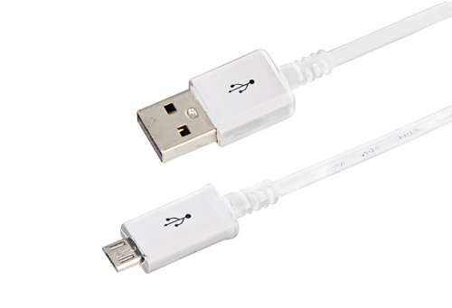 USB кабель microUSB длинный штекер 1 м белый (20/1000) (18-4269-20) фото 2