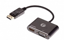 Кабель-переходник DisplayPort(M) ---> HDMI(F)+VGA(F)4K@30Hz VCOM Allum shell<CG640M-0.15> (1/135)