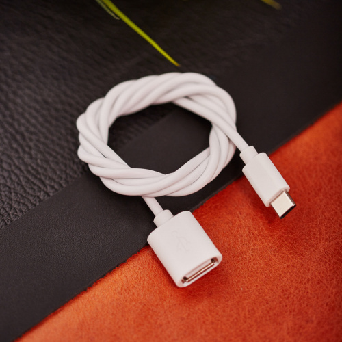 Кабель OTG Type C на USB/2,4A/PVC/white/1m/REXANT (10/100) (18-1180) фото 3