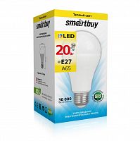 Лампа светодиодная SMARTBUY A65 20Вт 220V 3000K E27 (тёплый свет) (1/10/100) (SBL-A65-20-30K-E27)